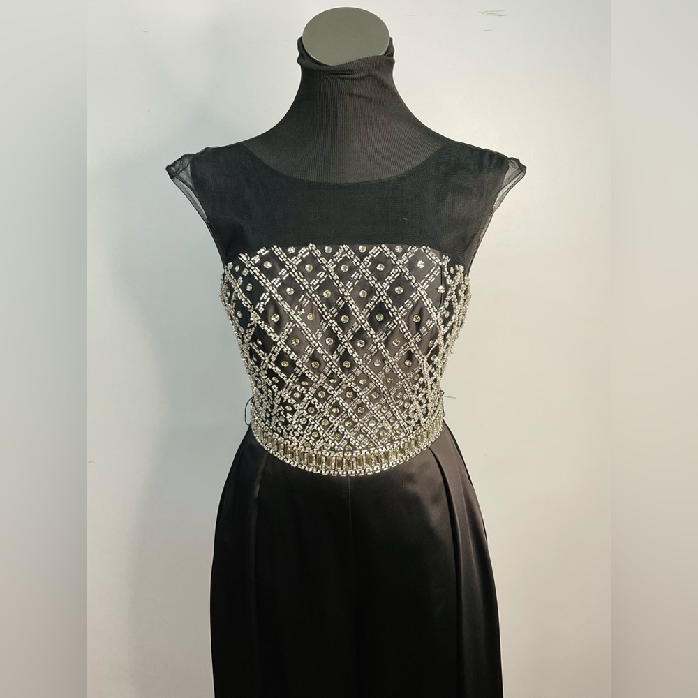 Elegant Black and Silver Wide Leg Jumpsuit